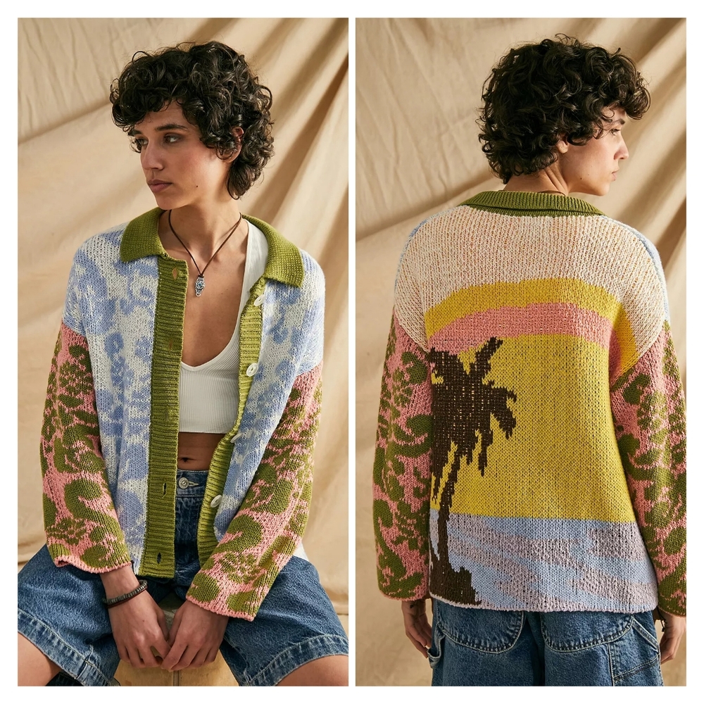Urban Outfitters Gwen Palm Tree Cardigan Size XS